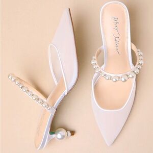 Betsey Johnson Evey Pearl Detail Heel Mule Shoes
